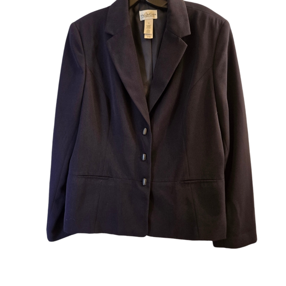 Villager Womens Liz Claiborne Blazer Navy Blue New Size 16